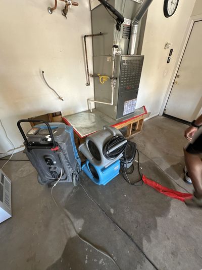 Water damage from a water heater leak